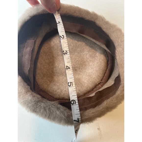 Vintage 1950s-60s Faux Fur Pill Box Hat Brown - Picture 6 of 6